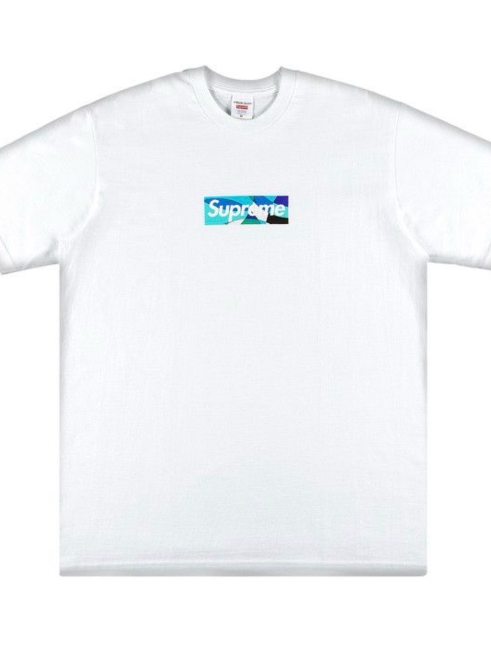 Supreme White T-Shirt with Teal and Blue Box Logo